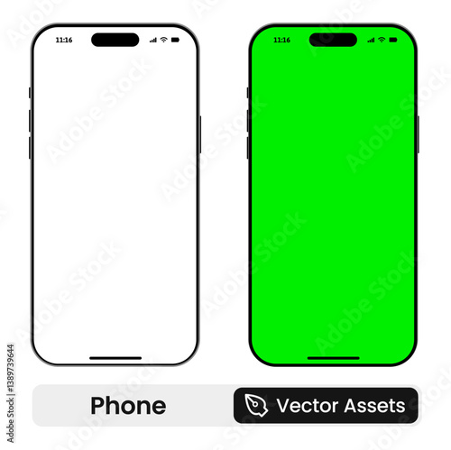 smartphone mockup with blank white screen in realistic, clay, flat vector, line style. mobile phone mockup front view. vector illustration