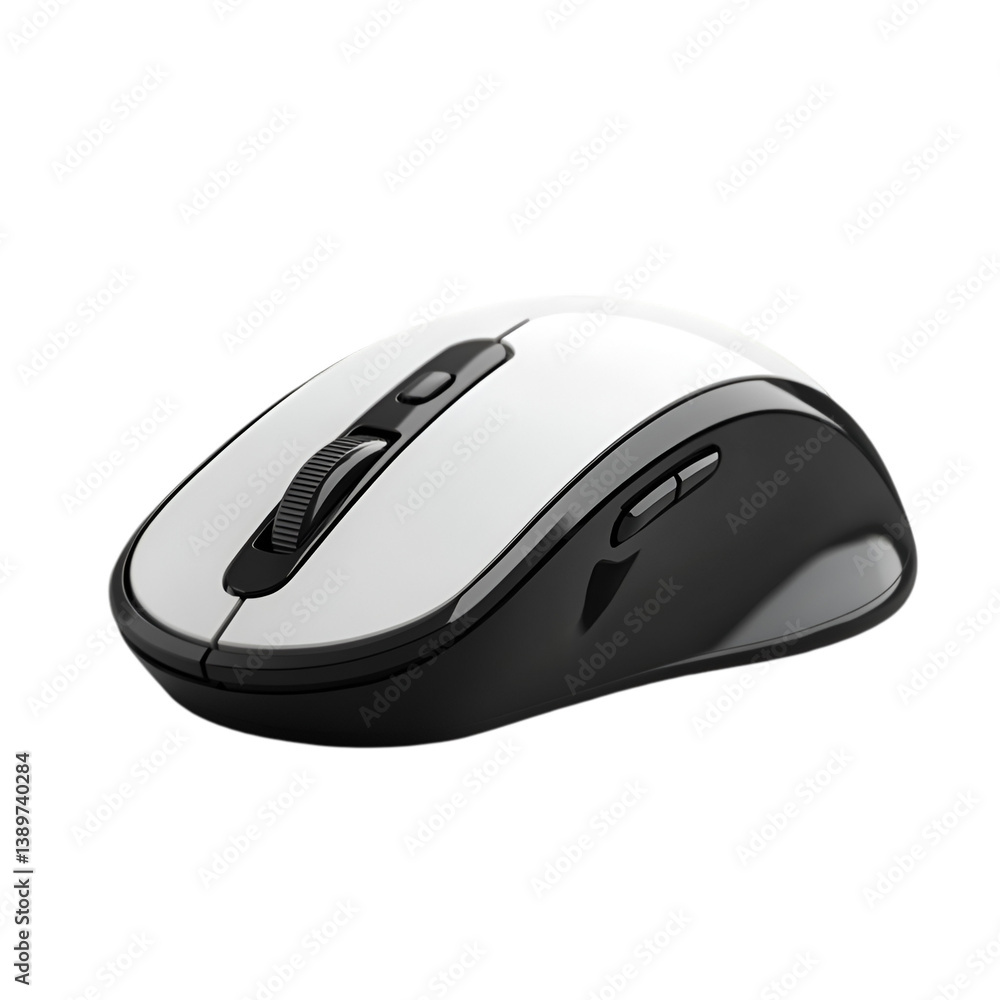 Sleek Wireless Computer Mouse Black and White Design, Sleek Wireless Computer Mouse Black and White Design,