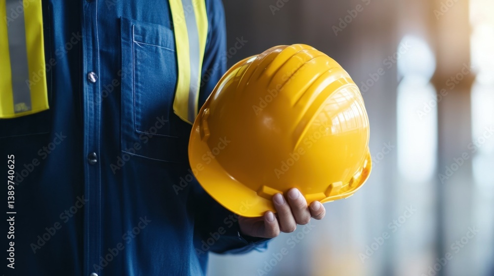 Industrial engineers with hard hats are employed in a heavy industry manufacturing facility. A worker is seen indoors in a factory. The concept of safety first is highlighted Industrial engineers with hard hats are employed in a heavy industry manufacturing facility. A worker is seen indoors in a factory. The concept of safety first is highlighted