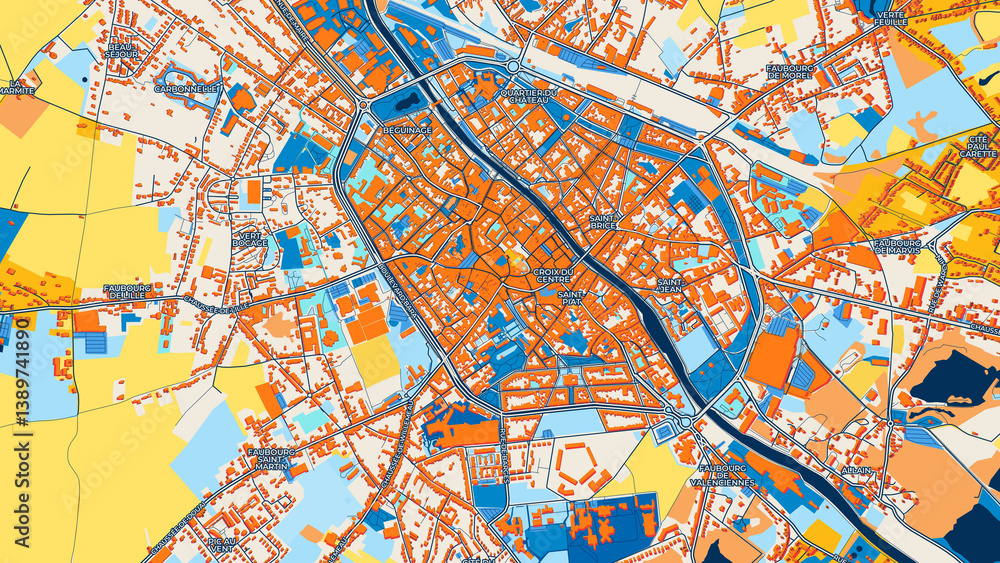 Colorful Tournai Street Map with Labels and Buildings Colorful Tournai Street Map with Labels and Buildings