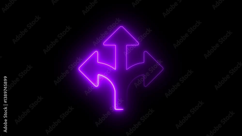 Futuristic glowing arrow animation icon in motion on black background Futuristic glowing arrow animation icon in motion on black background