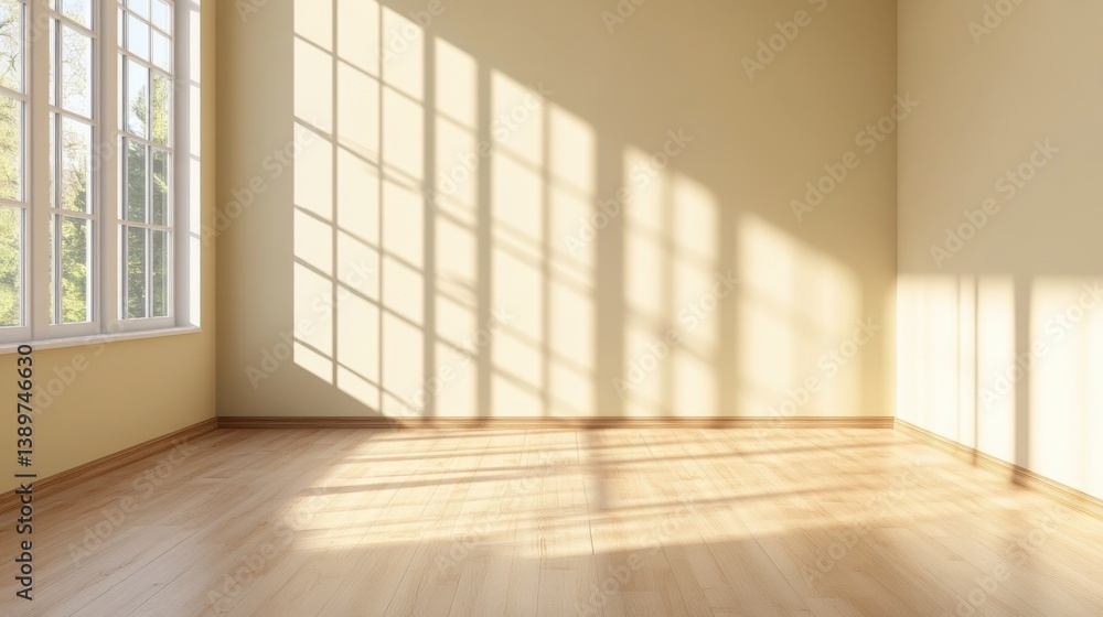 Sunlight, shadows, minimalist background. Generative AI Sunlight, shadows, minimalist background. Generative AI