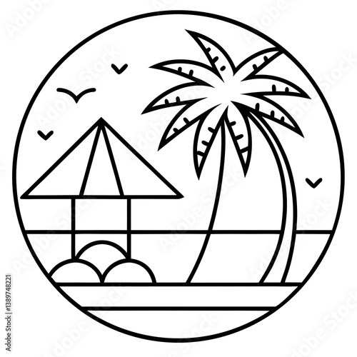 Staycation Vector | Generative AI Line Art | Printable Graphic Design File