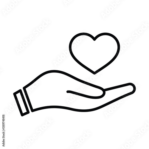 Heart on hand icon vector illustration