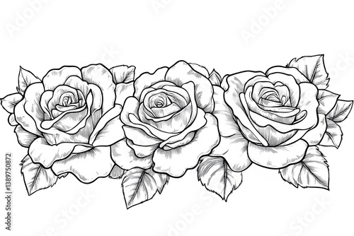Wallpaper Mural Isolated Rose Floral Illustration With White Outline And Transparent Background Torontodigital.ca