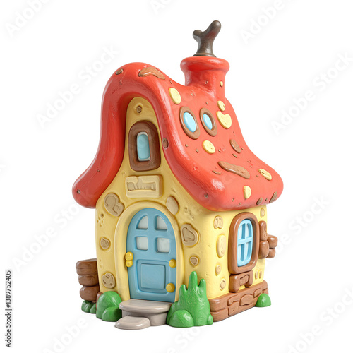 A playful colorful 3D cartoon house with exaggerated features and curved roof Perfect for adding a touch of whimsy to your projects