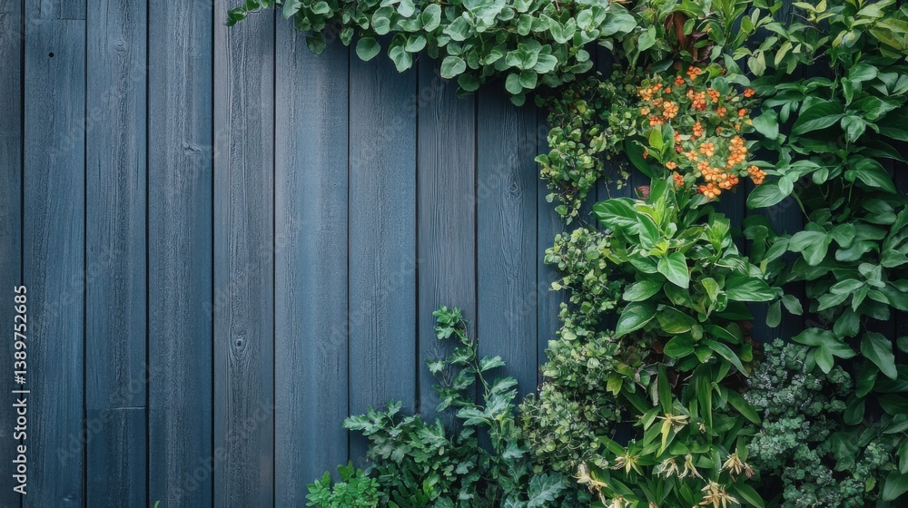 Urban garden wooden wall. Generative AI Urban garden wooden wall. Generative AI