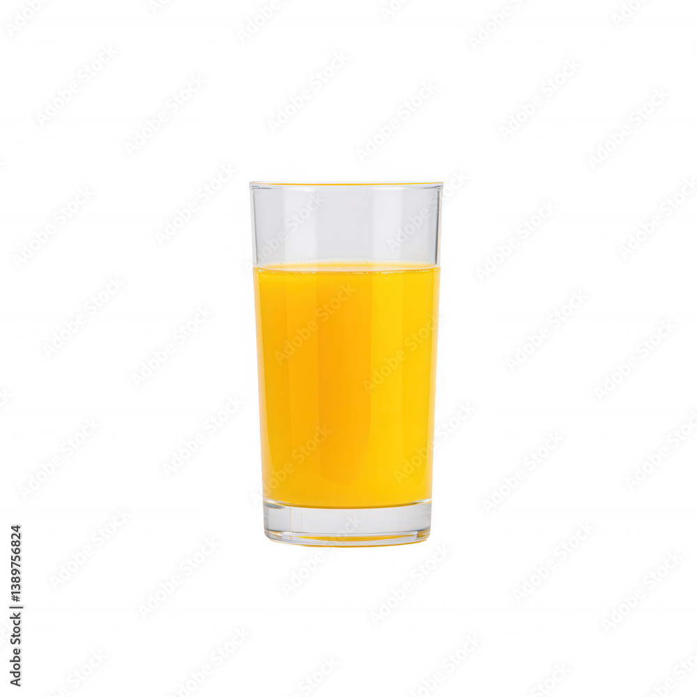 A refreshing glass of bright orange juice displayed on a solid white background. Perfect for showcasing a healthy beverage in various design materials. A refreshing glass of bright orange juice displayed on a solid white background. Perfect for showcasing a healthy beverage in various design materials.