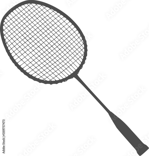 A black and white silhouette of a badminton racket
