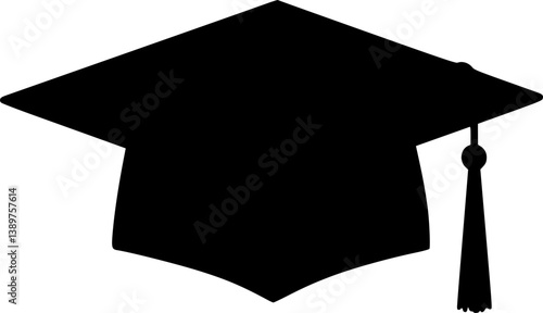 A black and white silhouette of a graduation cap
