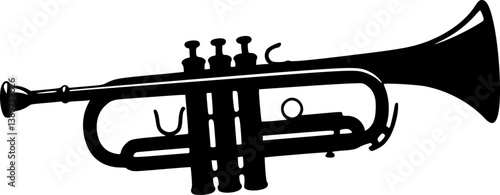 A black and white silhouette of a trumpet
