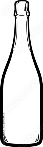 A black and white silhouette of a champagne bottle

