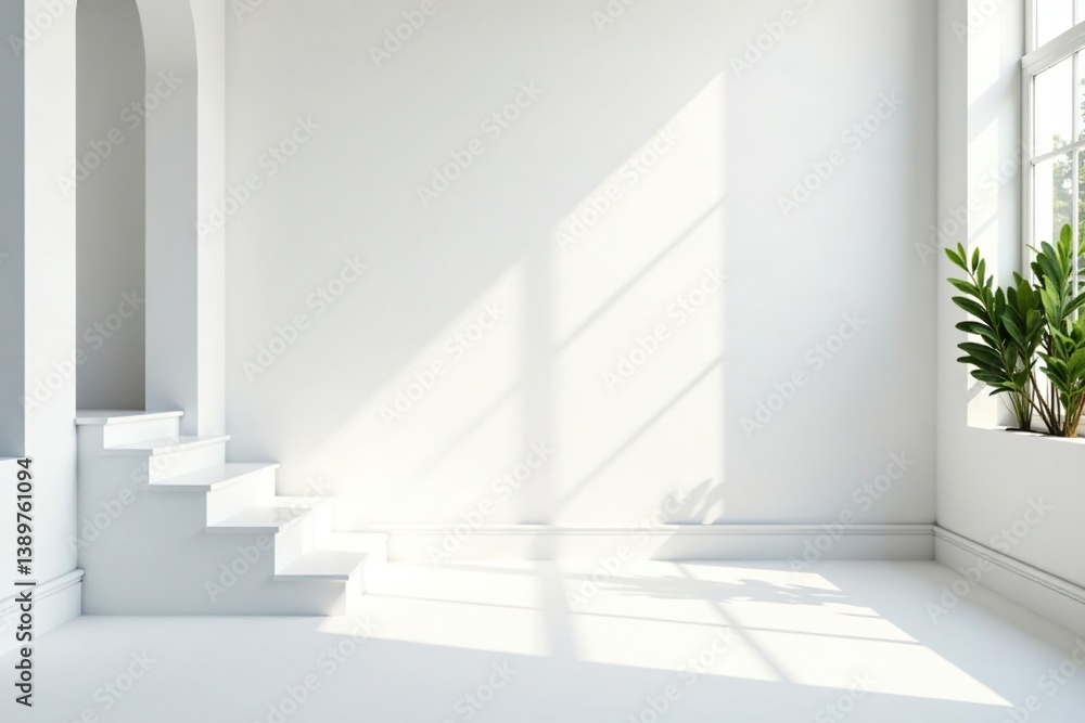 Obraz premium Pure white background, elegant minimalist aesthetic, studio, advertising, marketing