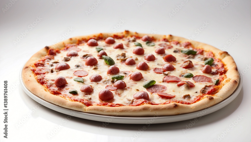 A Delicious Pizza Isolated on White Background for Culinary Appeal A Delicious Pizza Isolated on White Background for Culinary Appeal