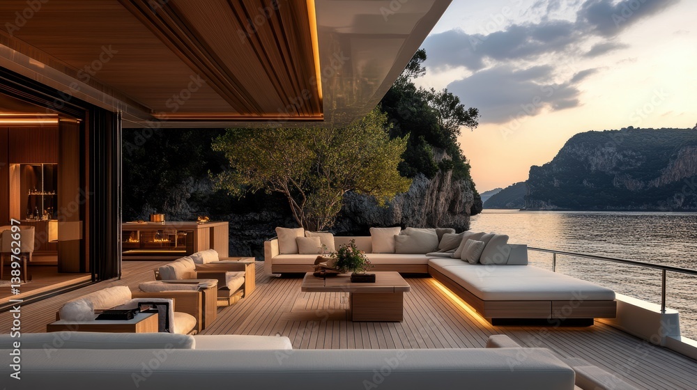 Fototapeta premium A luxury lifestyle with a person relaxing on a yacht.
