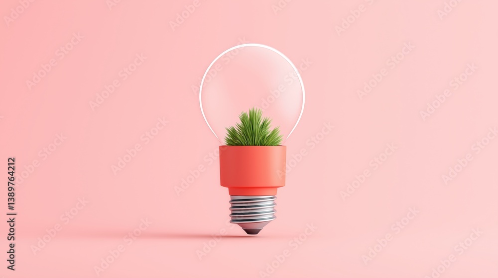Lightbulb shaped planter with green plant against pink background captures modern decor trend.