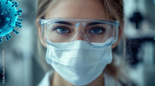 Obraz na płótnie Doctor wearing protective mask and glasses studying coronavirus w salonie