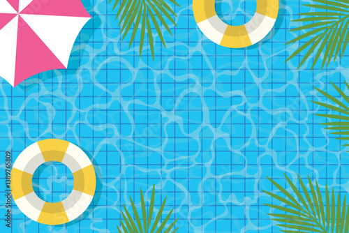 Summer background with swimming pool illustrations for banners, cards, flyers, social media wallpapers.