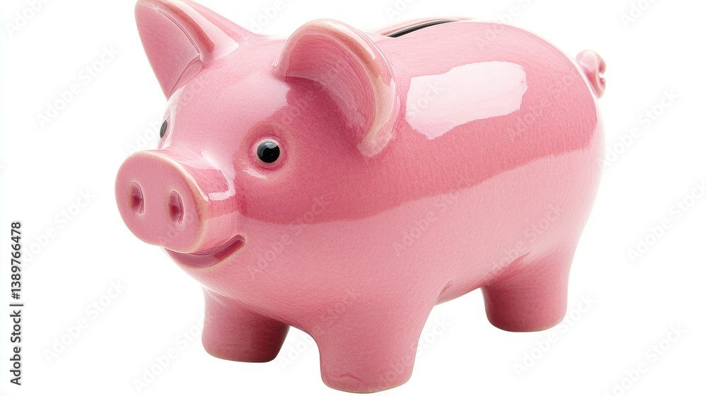 Fototapeta premium Simple Pink Piggy Bank Standing Upright