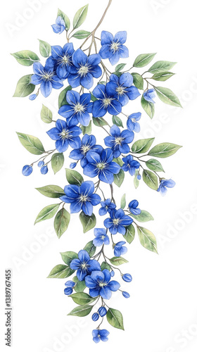 Watercolor Floral Illustration A Beautiful Arrangement Of Blue Flowers PNG