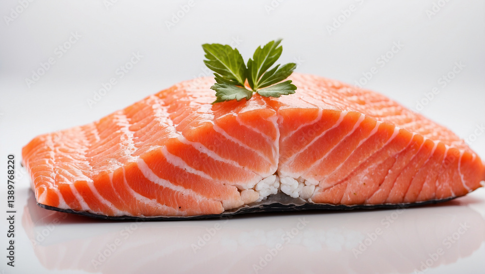 Fresh Salmon Fillet Isolated on White Background for Culinary Presentation Fresh Salmon Fillet Isolated on White Background for Culinary Presentation