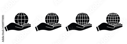 Hands holding the globe icon. World ecology icon. Hands holding globe. Vector illustration. EPS 10