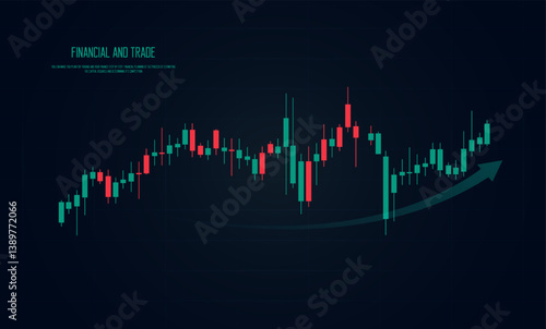 A red and green candle sticks for forex market, a candles tick graph chart of stock in minimal concept. and Down trend of candles stick charts on dark  background