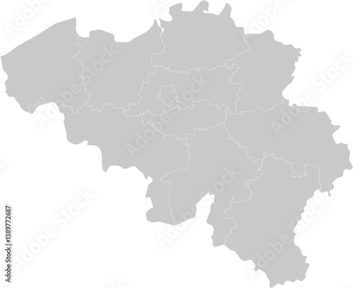 Belgium administrative vector map with level 1 region boundaries – PPT-compatible & fully editable by region