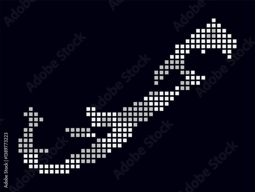 Bermuda dotted map. Digital style map of the country on dark background. Bermuda shape with square dots. Colored dots style. Large size squares. Vibrant vector illustration.