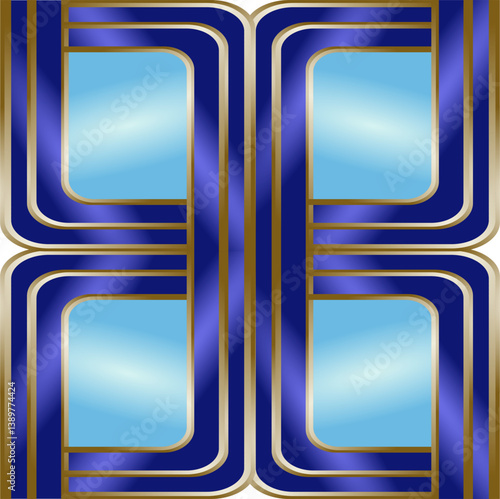 geometric composition, lines or planes that form ornaments with blue and brown gold gradient colors as inspiration in applied art design or graphic design