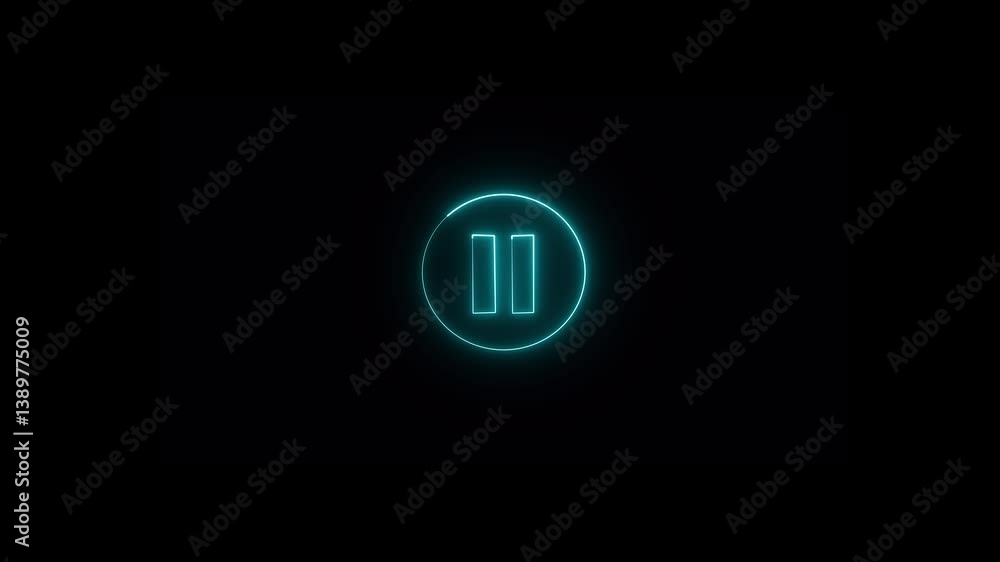 Animated neon pause video icon animation Animated neon pause video icon animation