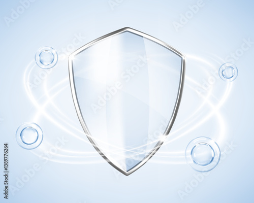 Transparent glass protection shield. Medical health protection concept. Vector realistic illustration_2