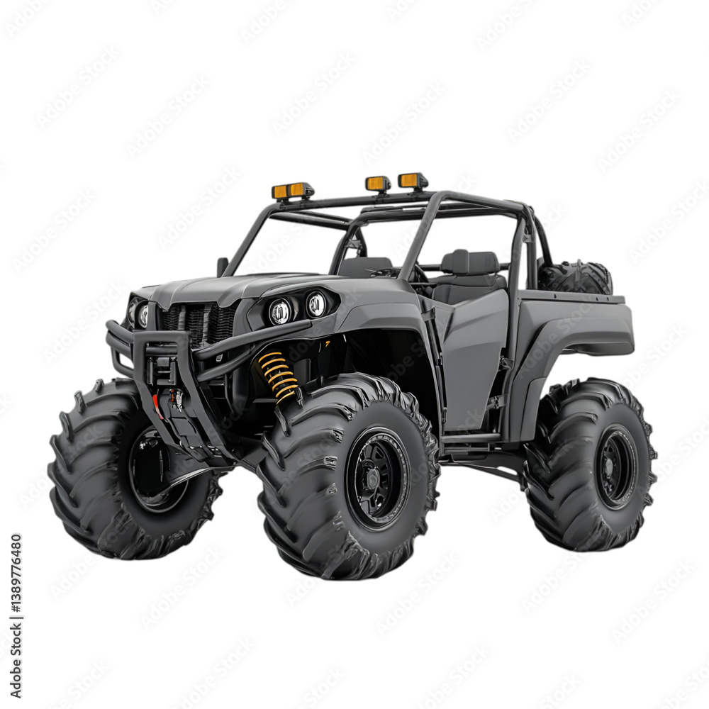Naklejka premium Powerful Black Off-Road Vehicle Huge Tires Adventure Ready,