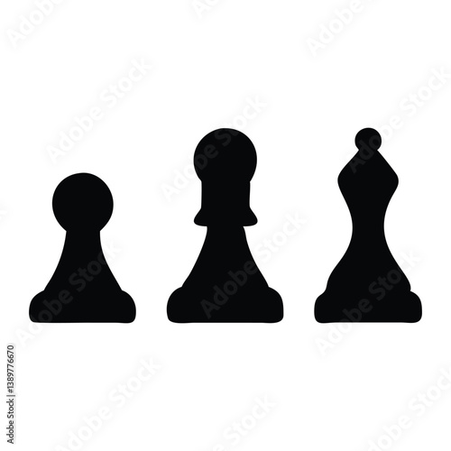 Three Chess Pieces Silhouette Vector