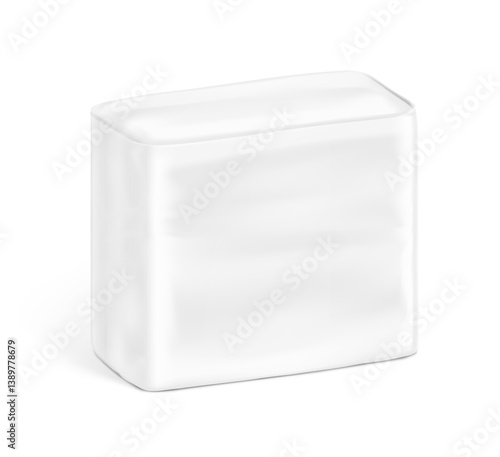 Packaging bag mockup. Suite for the presentation of pads, diaper, wet wipes, etc. Vector illustration isolated on white background. Half side view. Ready for your design. EPS10.