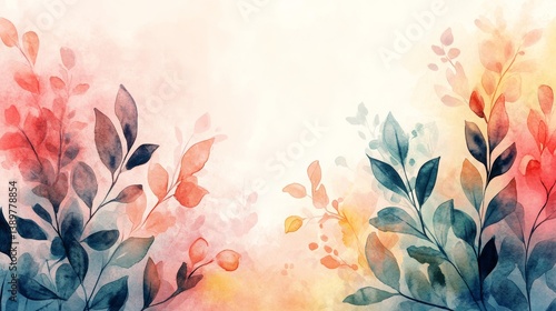 Floral pattern watercolor background with vivid colors and soft brush strokes creating a serene atmosphere