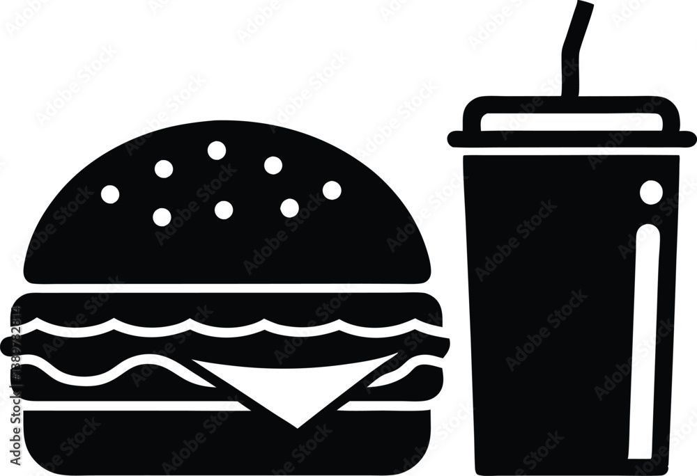 burger and drink silhouette vector,Fast Food clip art burger and drink silhouette vector,Fast Food clip art
