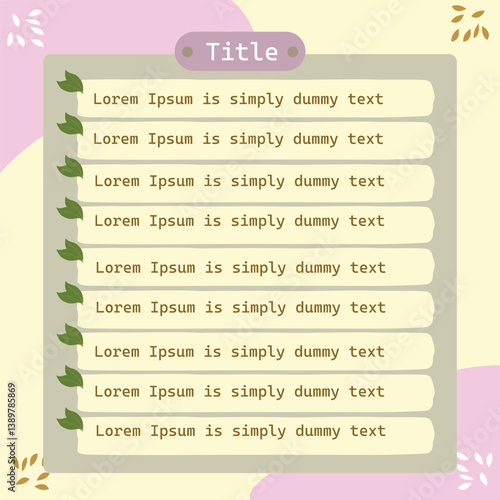 note template with cute and interesting frame