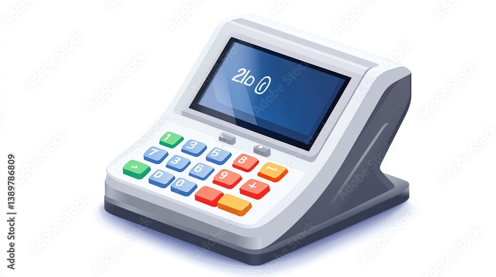 Modern digital POS terminal with touchscreen and keypad. Modern digital POS terminal with touchscreen and keypad.