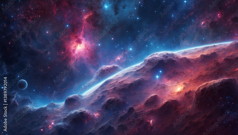Fototapeta premium Stunning Space Background Featuring a Colorful Nebula Capturing the Wonders of the Universe