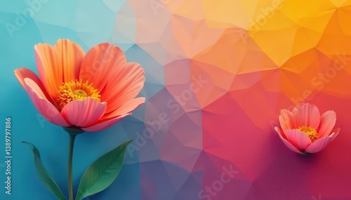 Wallpaper Mural Bold color blocks, stylized petals, minimal backdrop, wallpaper, abstract Torontodigital.ca