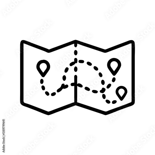 Travel itinerary map with route markers in minimalistic style  