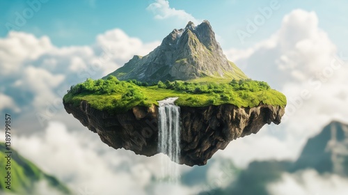 Fantasy world with floating islands.