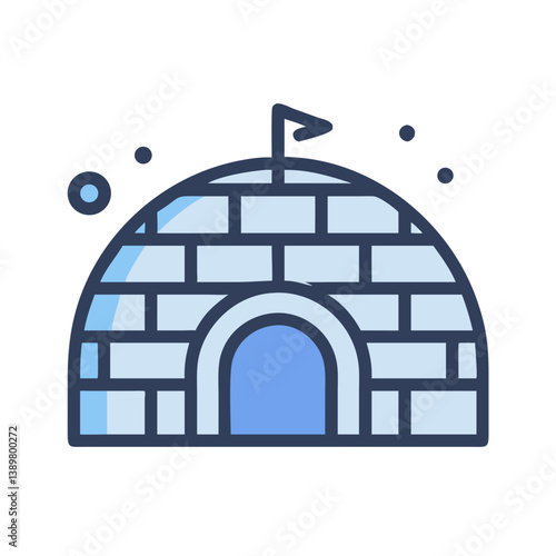 Igloo icon illustration in blue and white color scheme  