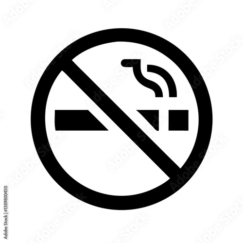 No Smoking Icon Indicating Prohibition in Bold Black Style  