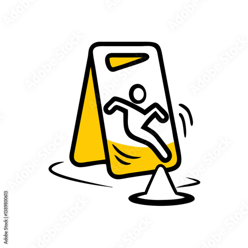 Caution sign indicating slippery floor hazard illustration  