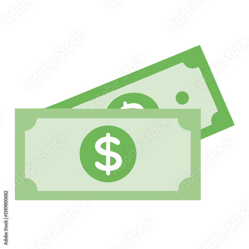 Dollar banknotes isolated on transparent background minimalist, png, svg.