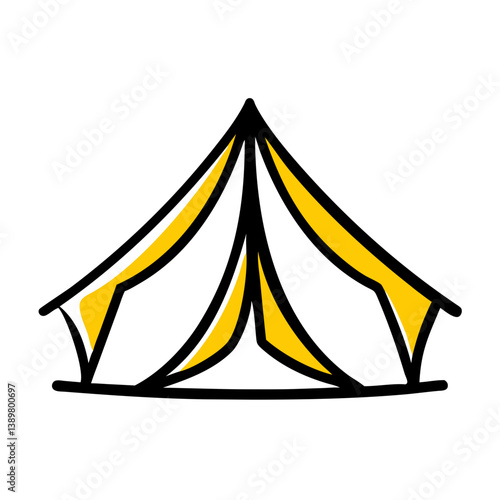 Colorful camping tent icon design on a white background  
