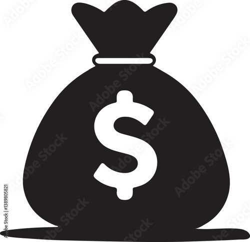 Minimalist Money Bag Vector Silhouette 