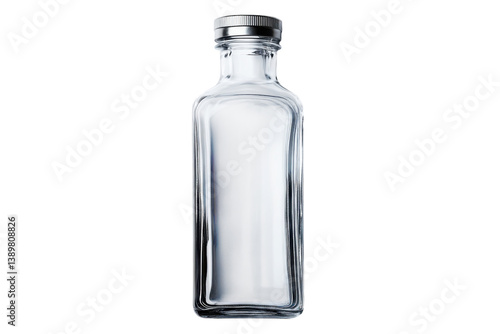 Wallpaper Mural Empty clear glass bottle minimalist product shot on white background with silver cap Torontodigital.ca